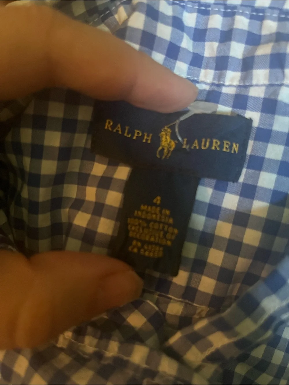Ralph Lauren Blue and White Gingham Button-Down Shirt